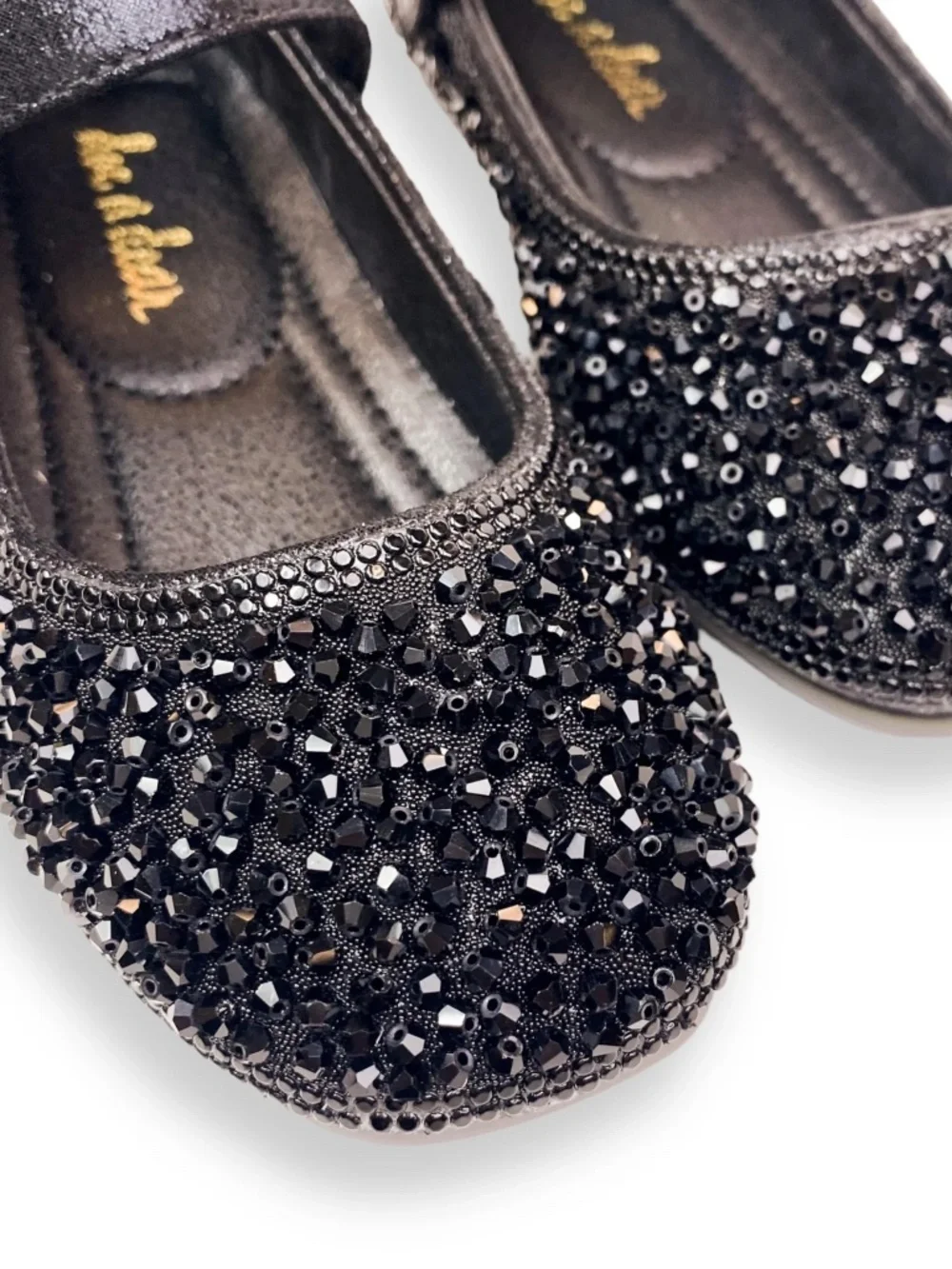 Doe A Dear | Bead Stone Flat Shoes | Black Rhinestone | Size 31